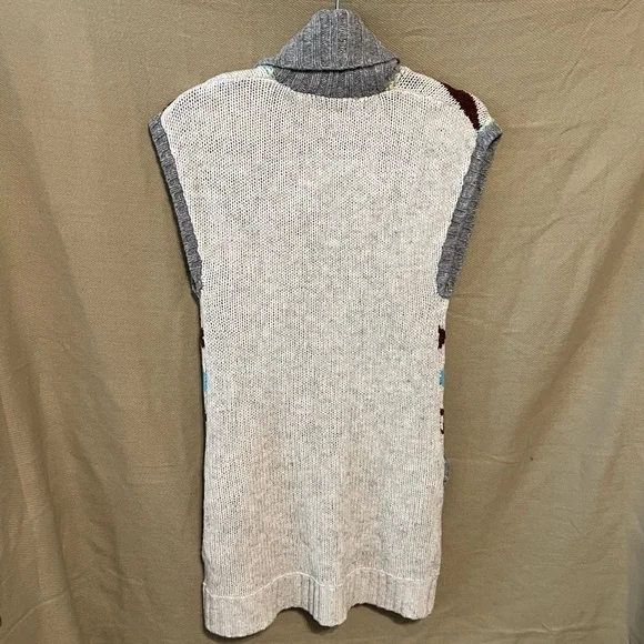 Free People xs Lambswool Aztec Tribal Knit Cardigan Sweater maxi vest - Picture 10 of 11